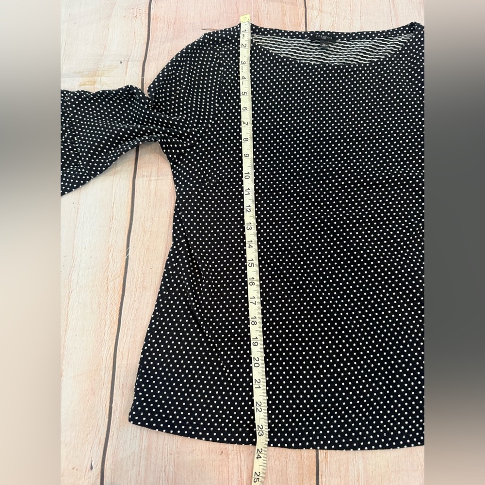 Talbots Woman Size Large PetiteBlack White Polka Dot Sweater 3/4 Bell Sleeve Top - Picture 5 of 7